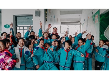 working with kids in the YMCA Chengdu