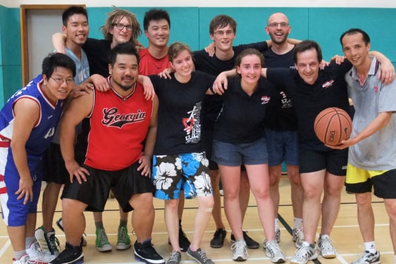 Basketball game at the Wu Kai Sha Youth Village in the Chinese YMCA of Hong Kong